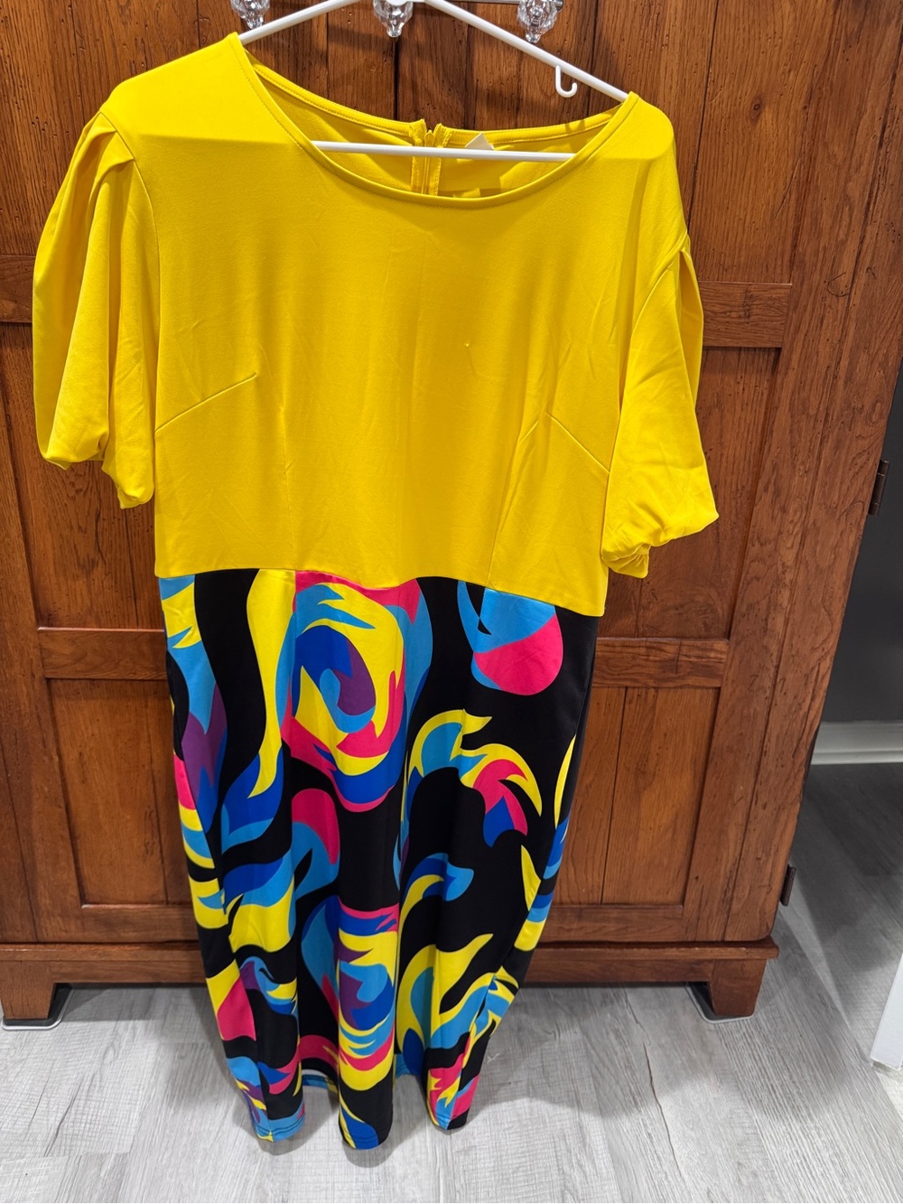 Yellow Colorblock Short-Sleeve Women’s Dress